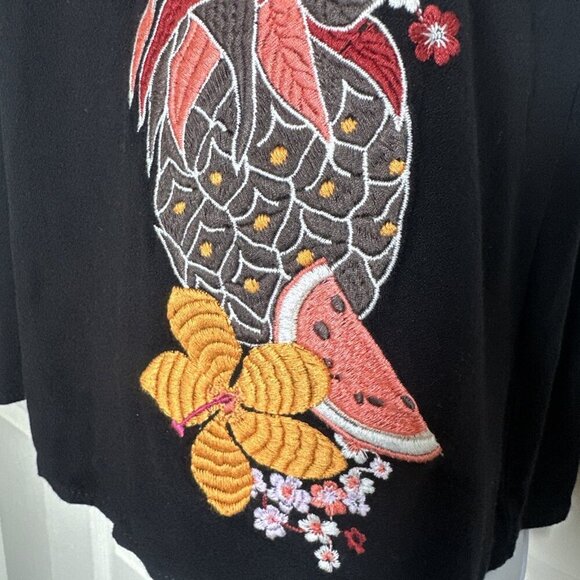 FARM Rio XS Sleeveless Black Cutwork Open-Back Top Embroidered Boho Fruit Floral - Picture 7 of 12